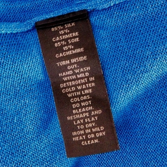 SAKS FIFTH AVENUE Blue Lace Up Silk Cashmere Pullover Sweater Solid Medium - Picture 9 of 10